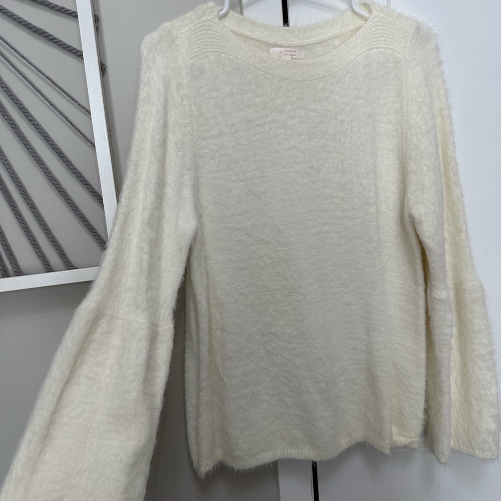LC Lauren Conrad Cream Fuzzy Sweater